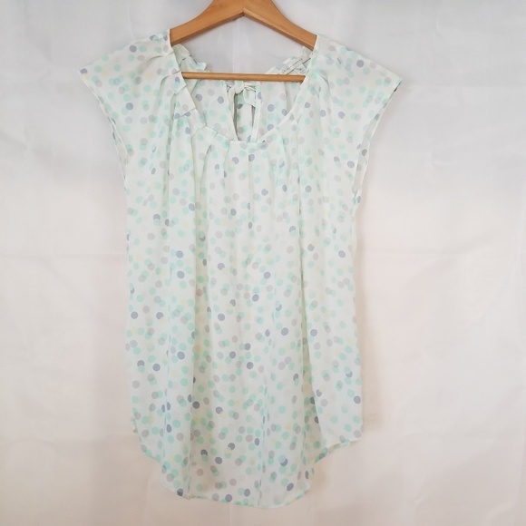 LC Lauren Conrad Polka Dot Blouse Medium Medium - Picture 1 of 8